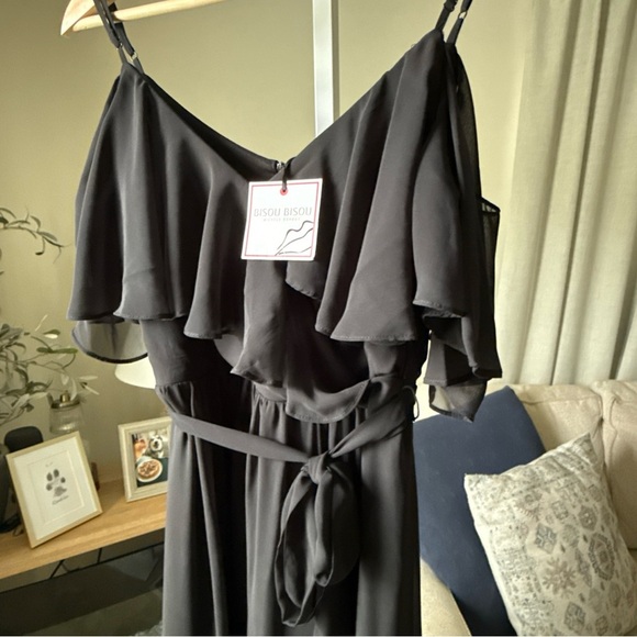 Bisou Bisou Michele Bohbot Sleeveless Belted Black Maxi Dress size 6 NWT - Picture 3 of 12